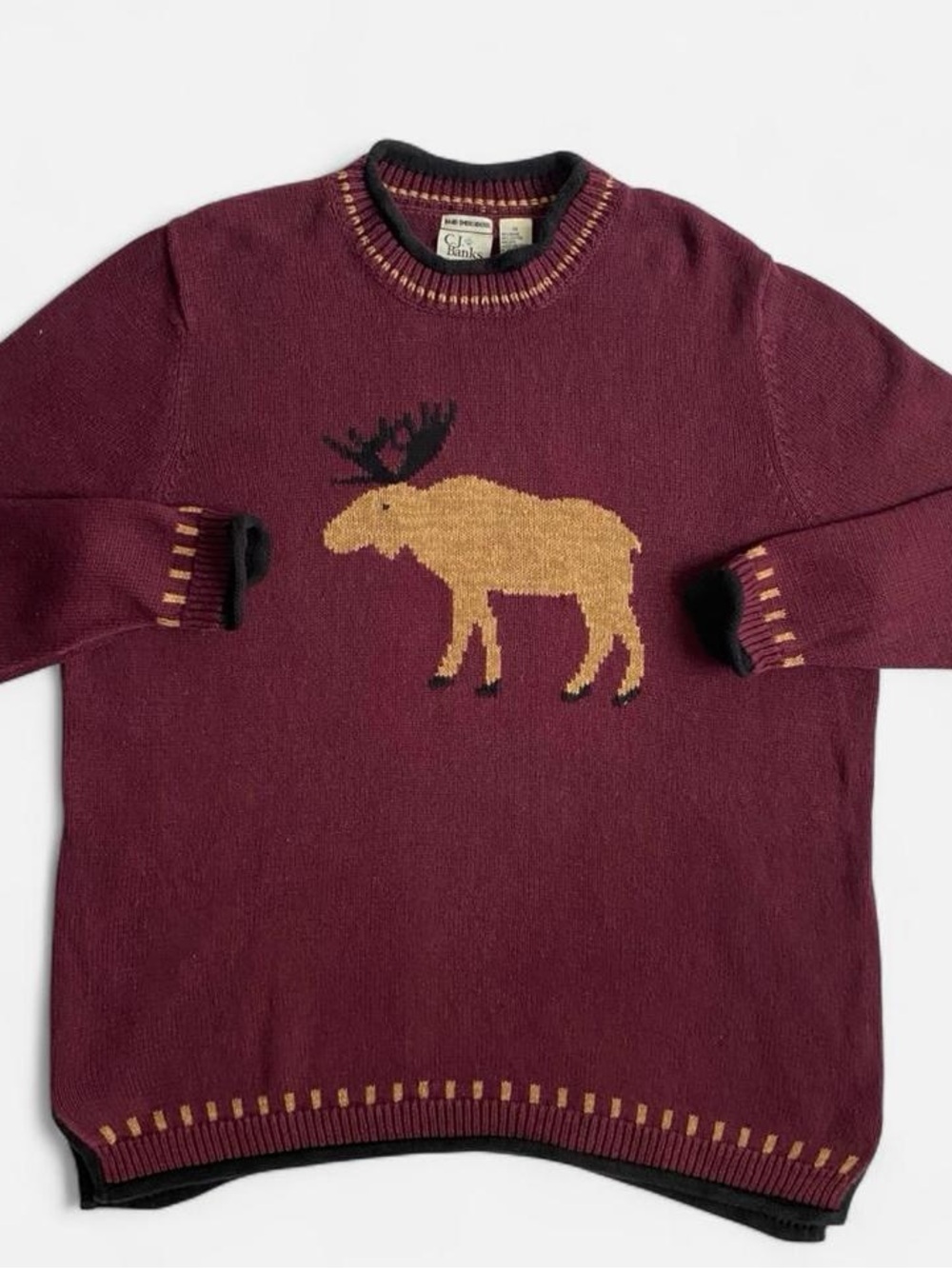 Vintage oversized burgundy moose sweater